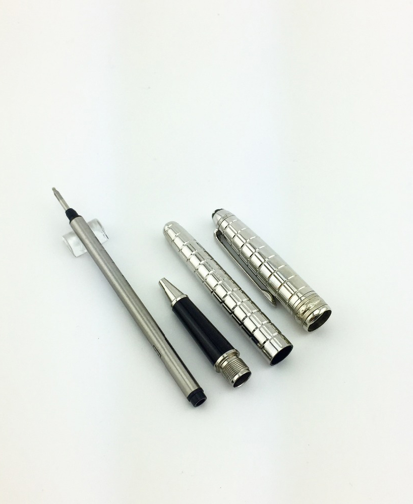 Classic-meisterstuck-163-MB-Silver-lattice-roller-ball-Pen-stationery-office-supplies-luxury-writing-Metal-pen