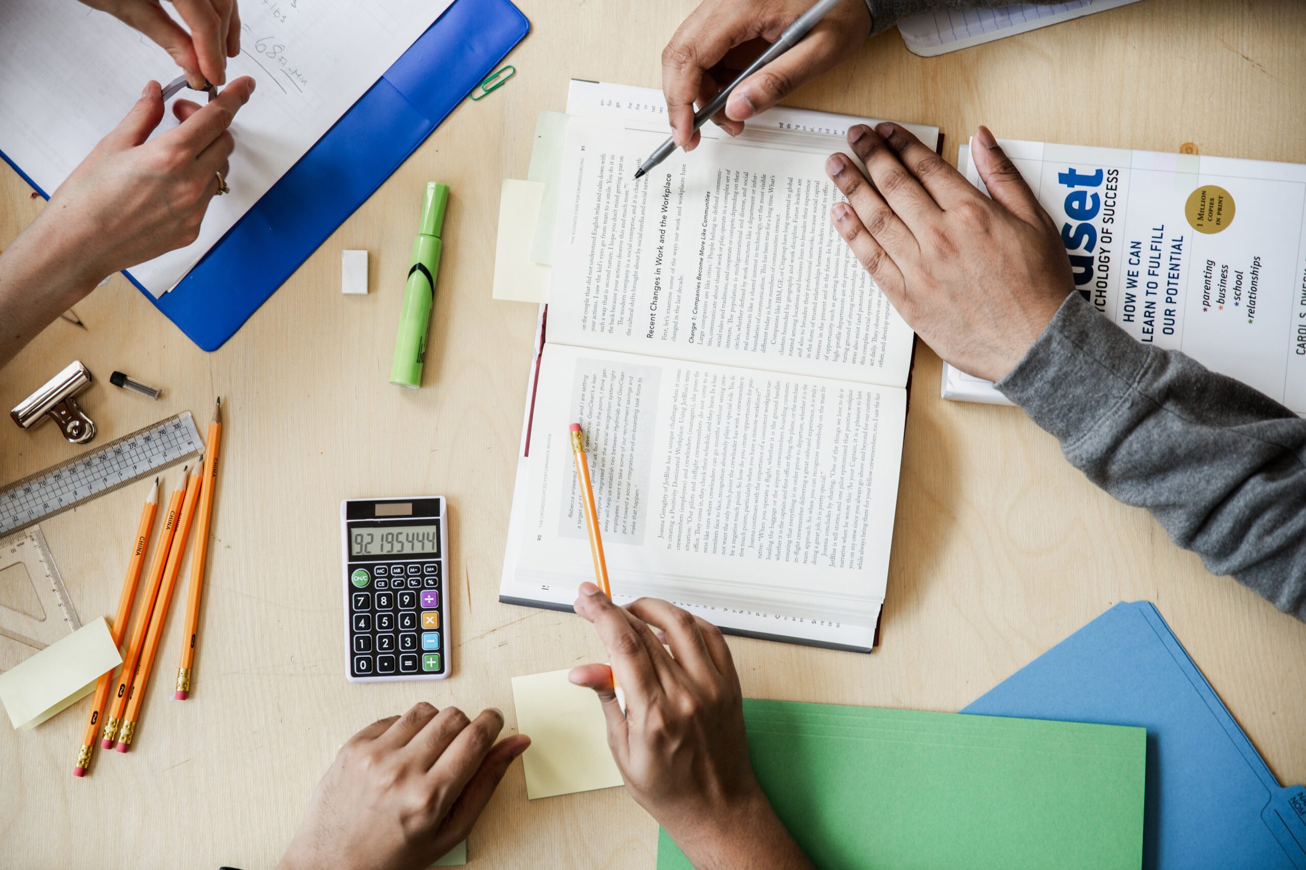 students-working-and-studying-flatlay