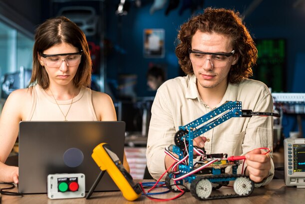 young-man-woman-protective-glasses-doing-experiments-robotics-laboratory_1268-23382